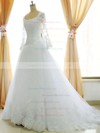 Square Neckline Princess Chapel Train Lace Satin Tulle Appliques Lace Wedding Dresses #DOB00021485