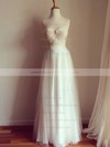 Sweetheart A-line Floor-length Chiffon Lace Wedding Dresses #DOB00021507
