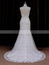 Different Trumpet/Mermaid Scoop Neck Tulle Appliques Lace Ivory Wedding Dresses #DOB00021647