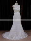 Different Trumpet/Mermaid Scoop Neck Tulle Appliques Lace Ivory Wedding Dresses #DOB00021647