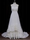 Sweetheart Ivory Tulle Appliques Lace Empire Backless Wedding Dress #DOB00021678