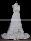 Sweetheart Ivory Tulle Appliques Lace Empire Backless Wedding Dress #DOB00021678