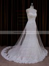 Cheap Ivory Trumpet/Mermaid Lace Tulle Appliques Lace Sweetheart Wedding Dresses #DOB00021717