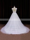 Ivory Princess Tulle Appliques Lace Cap Straps Scoop Neck Wedding Dresses #DOB00021745