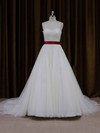 Ball Gown Ivory Lace-up Tulle Sashes/Ribbons Sweetheart Wedding Dress #DOB00021779
