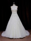 Exclusive Ivory Sweetheart Tulle Sashes / Ribbons Princess Wedding Dress #DOB00021797