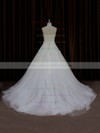 Court Train Ivory Lace-up Tulle Appliques Lace Sweetheart Wedding Dress #DOB00021835