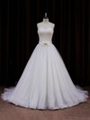 Sweetheart Sashes/Ribbons Chapel Train Ivory Tulle Best Wedding Dresses #DOB00021840