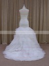 Gorgeous Trumpet/Mermaid Cascading Ruffles Sweetheart White Tulle Wedding Dress #DOB00021919