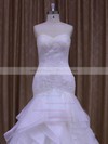 Perfect White Tulle Trumpet/Mermaid Appliques Lace Sweetheart Wedding Dress #DOB00021987