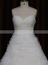 Sweetheart Ruffles Ivory Tulle Lace-up Court Train Wedding Dress #DOB00021989