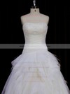 Ivory Tulle Beading Strapless Sweep Train Beautiful Wedding Dress #DOB00021766