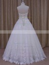 Sweetheart Appliques Lace Ivory Tulle Floor-length Top Wedding Dress #DOB00021778