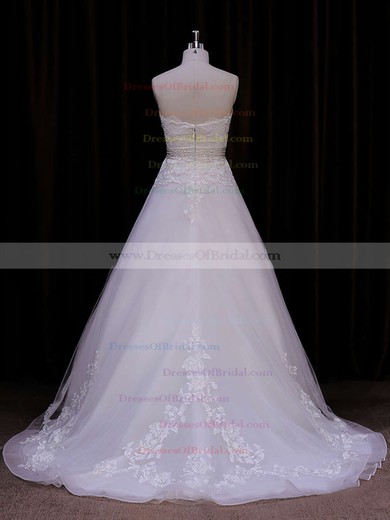 Princess Ivory Organza Appliques Lace Sweetheart Good Wedding Dresses #DOB00021848