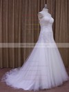 Sweetheart White Tulle Appliques Lace Court Train Wholesale Wedding Dress #DOB00021857