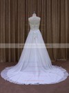 Modern Chapel Train White Chiffon Sashes/Ribbons Scoop Neck Wedding Dresses #DOB00021871