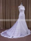 Custom Sweetheart Appliques Lace White Tulle Trumpet/Mermaid Wedding Dresses #DOB00021874