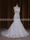 Trumpet/Mermaid Appliques Lace Sweetheart Ivory Satin Tulle Perfect Wedding Dresses #DOB00021920