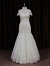 Trumpet/Mermaid Tulle Appliques Lace High Neck Ivory Different Wedding Dresses #DOB00021939
