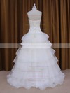 Best Floor-length Appliques Lace Sweetheart White Tulle Wedding Dress #DOB00021980