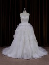 Princess Tulle Cascading Ruffles Ivory Sweetheart Unique Wedding Dresses #DOB00022003