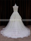 Best Scoop Neck Ivory Lace Tulle with Beading Princess Wedding Dress #DOB00022004