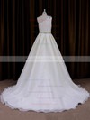 Popular Ivory Organza Sweep Train Beading One Shoulder Wedding Dress #DOB00022012