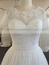 Ivory Chiffon Lace with Beading Scoop Neck Online Short Sleeve Wedding Dresses #DOB00022024