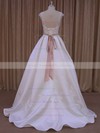 Ivory Satin Scoop Neck Sweep Train Sashes/Ribbons Amazing Wedding Dresses #DOB00022031