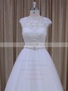 Lace-up Open Back Tulle Appliques Lace Cap Straps Scoop Neck Wedding Dresses #DOB00022036