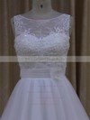 Simple Scoop Neck Tulle Appliques Lace Court Train Covered Button Wedding Dresses #DOB00022048