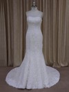 Trumpet/Mermaid Ivory Lace Beading For Cheap Strapless Wedding Dresses #DOB00022055