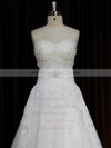 A-line Great Ivory Tulle Appliques Lace Sweetheart Wedding Dresses #DOB00022059