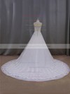 Ivory Nice Strapless Lace Tulle Appliques Lace Chapel Train Wedding Dresses #DOB00022063