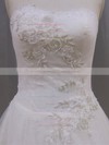 Ivory Nice Strapless Lace Tulle Appliques Lace Chapel Train Wedding Dresses #DOB00022063