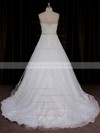 Sweep Train Affordable Ivory Tulle Appliques Lace A-line Wedding Dresses #DOB00022067