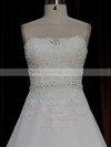 Sweep Train Affordable Ivory Tulle Appliques Lace A-line Wedding Dresses #DOB00022067