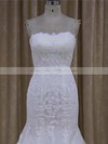 Trumpet/Mermaid Ivory Tulle Appliques Lace Cheap Sweep Train Wedding Dresses #DOB00022072