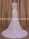 Different Ivory Strapless Lace-up Tulle Appliques Lace Trumpet/Mermaid Wedding Dresses #DOB00022075