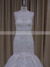 Trumpet/Mermaid Ivory Modern Tulle Appliques Lace Sweep Train Wedding Dresses #DOB00022081