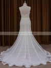 Ivory Tulle Appliques Lace Popular V-neck Trumpet/Mermaid Wedding Dresses #DOB00022084