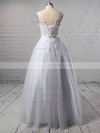 Scoop Neck Tulle Appliques Lace Floor-length Lace-up White Wedding Dress #DOB00022503