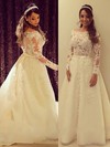 A-line Off-the-shoulder Tulle Appliques Lace Perfect Long Sleeve Wedding Dress #DOB00022504