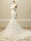 White Scoop Neck Tulle Appliques Lace Designer Trumpet/Mermaid Wedding Dresses #DOB00022506