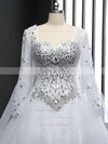 Expensive Ball Gown Tulle Crystal Detailing Chapel Train Long Sleeve Wedding Dresses #DOB00022512