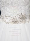 Ball Gown Tulle Lace Sashes / Ribbons Sweep Train Popular White Wedding Dress #DOB00022518