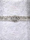 Exclusive White Tulle Appliques Lace Scoop Neck Trumpet/Mermaid Wedding Dress #DOB00022519