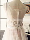 Scoop Neck Tulle with Appliques Lace Sweep Train Boutique Wedding Dress #DOB00022521