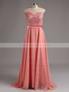 Elegant Scoop Neck Chiffon Appliques Lace Sweep Train Long Bridesmaid Dresses #DOB01012728
