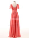 Watermelon Sweetheart Chiffon Ruffles Affordable Short Sleeve Bridesmaid Dresses #DOB01012732